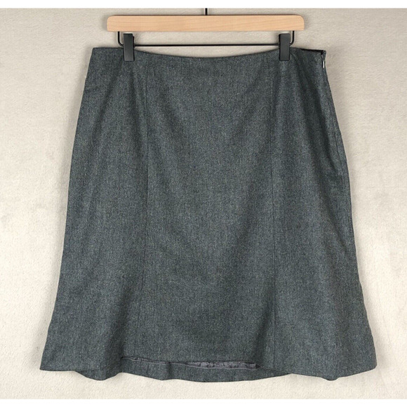 BROOKS BROTHERS Wool Skirt Sz 14 Gray Lined Zip Woven in Italy Career‎ Classic - Picture 1 of 9
